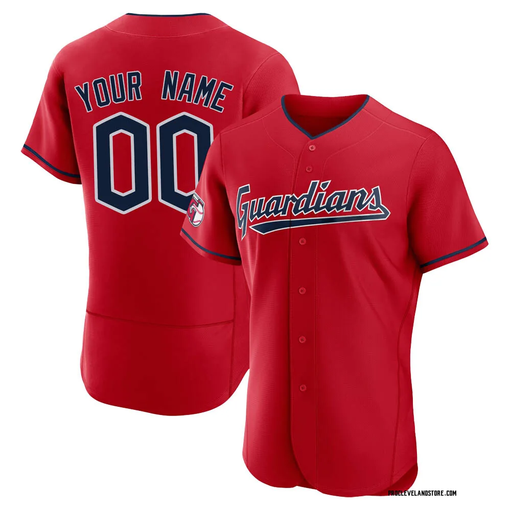 Custom Men's Authentic Cleveland Guardians Red Alternate Jersey ...